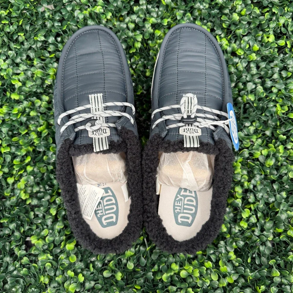 Hey Dude Wally Slip Camp Nylon Dark Slate Micro Chip Men 11 NIB 45839-1ZH
